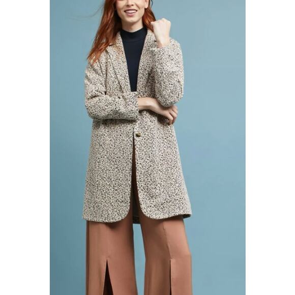 Anthropologie Cartonnier Rowan Leopard Print Long Blazer Jacket Coat Size S - Picture 1 of 8